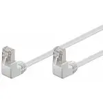 Kabel LAN Patchcord CAT 5e F/UTP BIAŁY KĄTOWY 2x90st. 1m