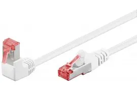 Kabel LAN Patchcord CAT 6 S/FTP BIAŁY KĄTOWY 1x90st. 0,25m