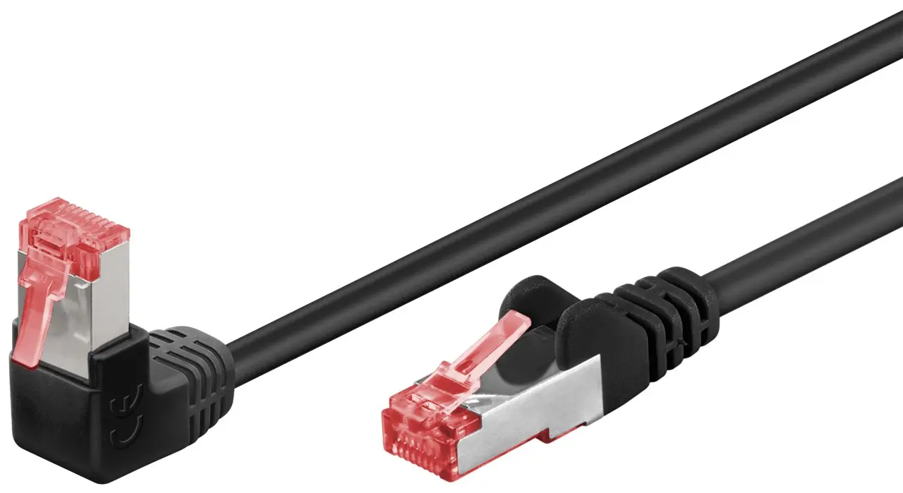 Kabel LAN Patchcord CAT 6 S/FTP CZARNY KĄTOWY 1x90st. 2m