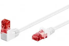 Kabel LAN Patchcord CAT 6 U/UTP BIAŁY KĄTOWY 1x90st. 0,5m