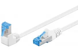 Kabel LAN Patchcord CAT 6A S/FTP KĄTOWY 1x90 biały 1m