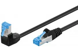 Kabel LAN Patchcord CAT 6A S/FTP KĄTOWY 1x90 czarny 2m