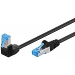 Kabel LAN Patchcord CAT 6A S/FTP KĄTOWY 1x90 czarny 1m