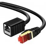 Kabel LAN przedłużacz CAT7  S/FTP CU czarny 8m