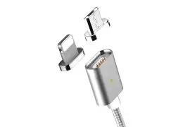 Kabel magnetyczny 2 w 1 MOC dla iPhone i Android Silver