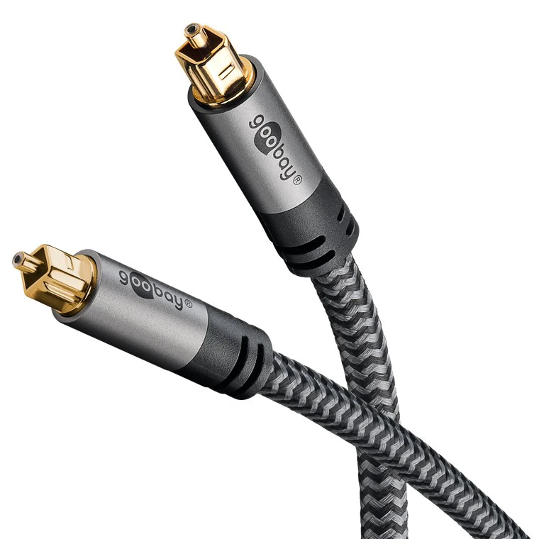 Kabel Optyczny Toslink Goobay Plus oplot tekstylny szaro-czarny 10m