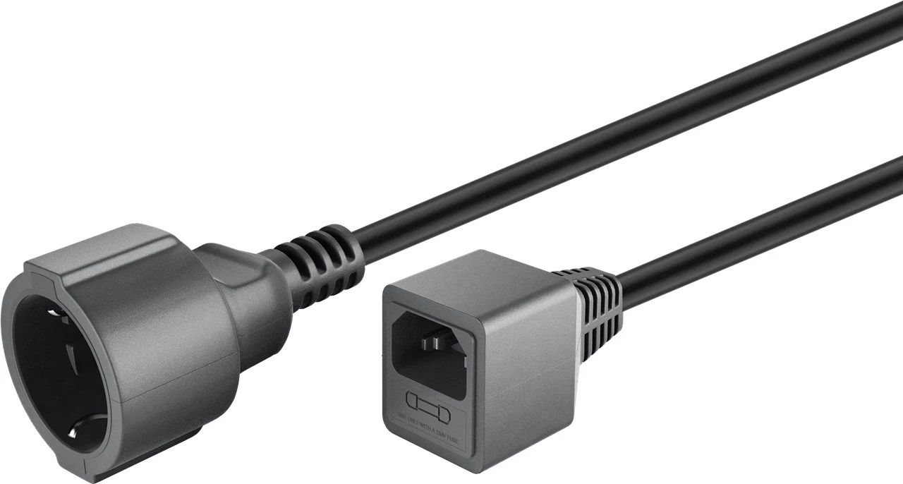 Kabel przedłużacz gniazdo AC Schuko - gniazdo C14 (komputerowe) Goobay 0,2m