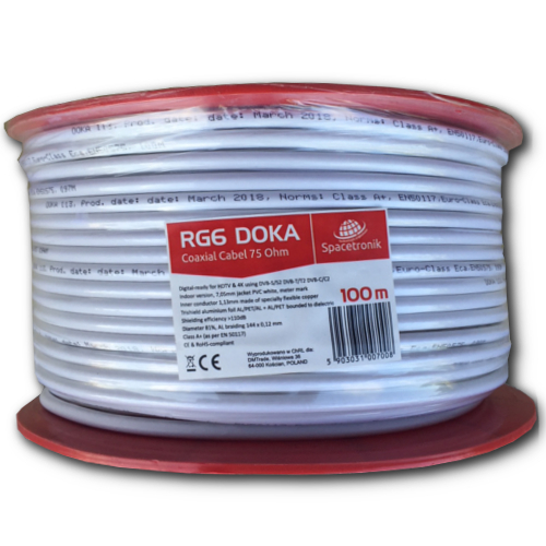 Kabel RG6 Spacetronik DOKA 4K 113 CU Trishield 100m Bounded