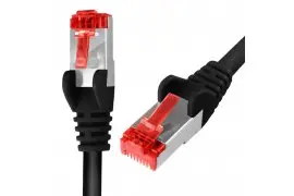 Kabel RJ45 CAT 6 S/FTP AWG27 LSZH czarny 0,25m