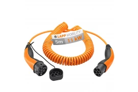 Kabel spiralny EV PHEV do ładowania samochodu Type 2 LAPP 11kW 20A orange 5m