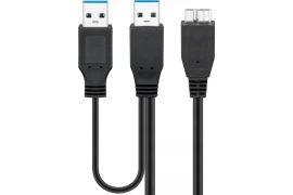 Kabel USB 3.0 x2 - micro-B do dysków Goobay 0.3m