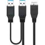 Kabel USB 3.0 DualPower 2x wtyk USB - USB micro-B do DYSKÓW Goobay 0,3m