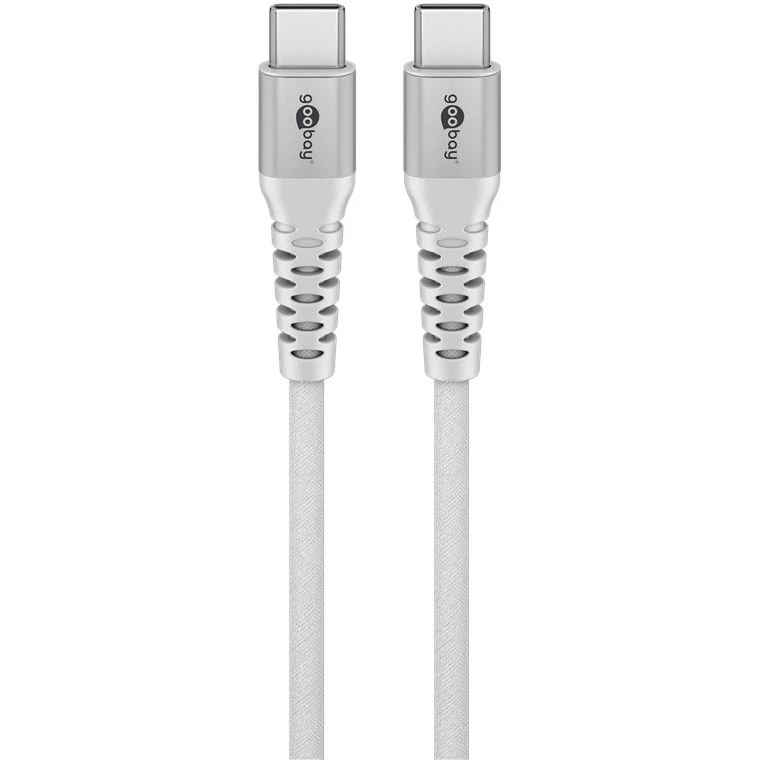 Kabel USB-C 2.0 480Mb/s Goobay w oplocie tekstylnym SuperSoft do 60W biały 1m