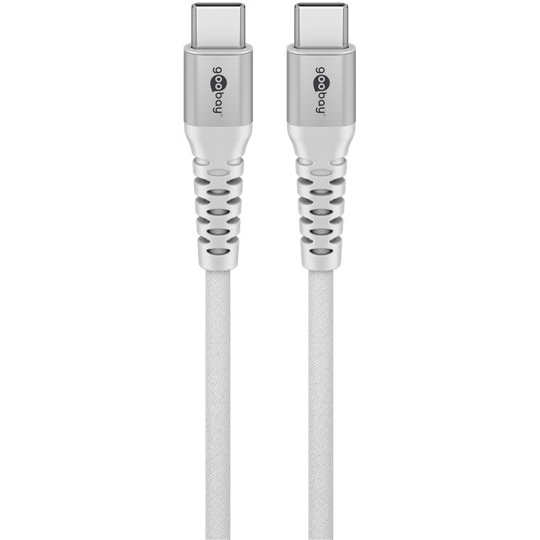 Kabel USB-C 2.0 480Mb/s Goobay w oplocie tekstylnym SuperSoft do 60W biały 2m