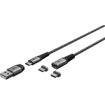 Kabel USB-C 2.0 480Mb/s Goobay magnetyczne końcówki + adapter do USB-A tekstylny