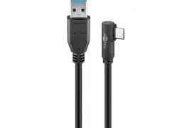Kabel USB-C - USB-A 3.2 Gen1 Czarny KĄTOWY 2m Goobay