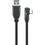 Kabel USB-C - USB-A 3.2 Gen1 Czarny KĄTOWY 1m Goobay