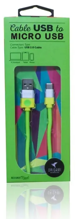 Kabel USB - microUSB 2.0 ORIGAMI 2m Zielony