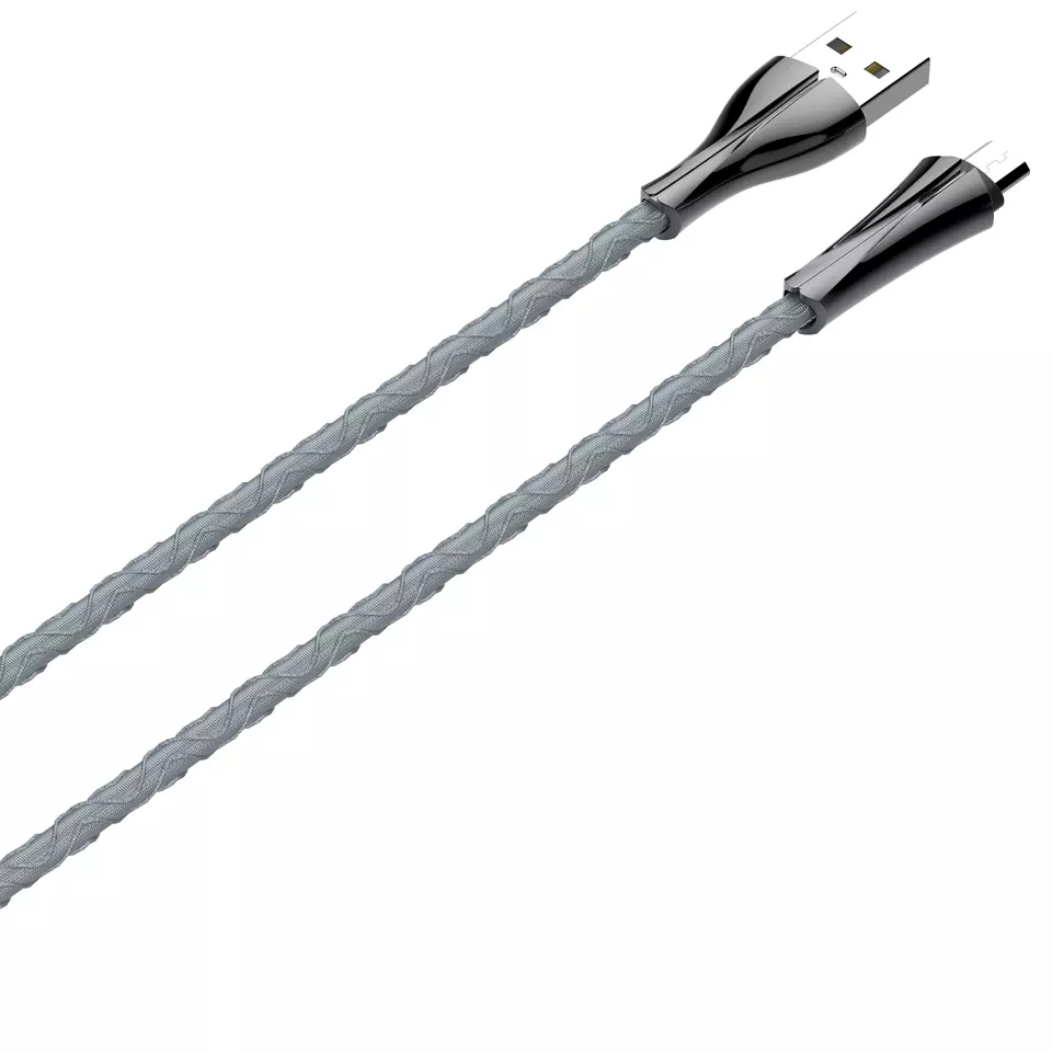 Kabel z diodą LED do szybkiego ładowania USB-A / micro-USB 1m szary LS461M