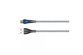 Kabel z diodą LED do szybkiego ładowania USB-A / USB-C 1m szary LS461C