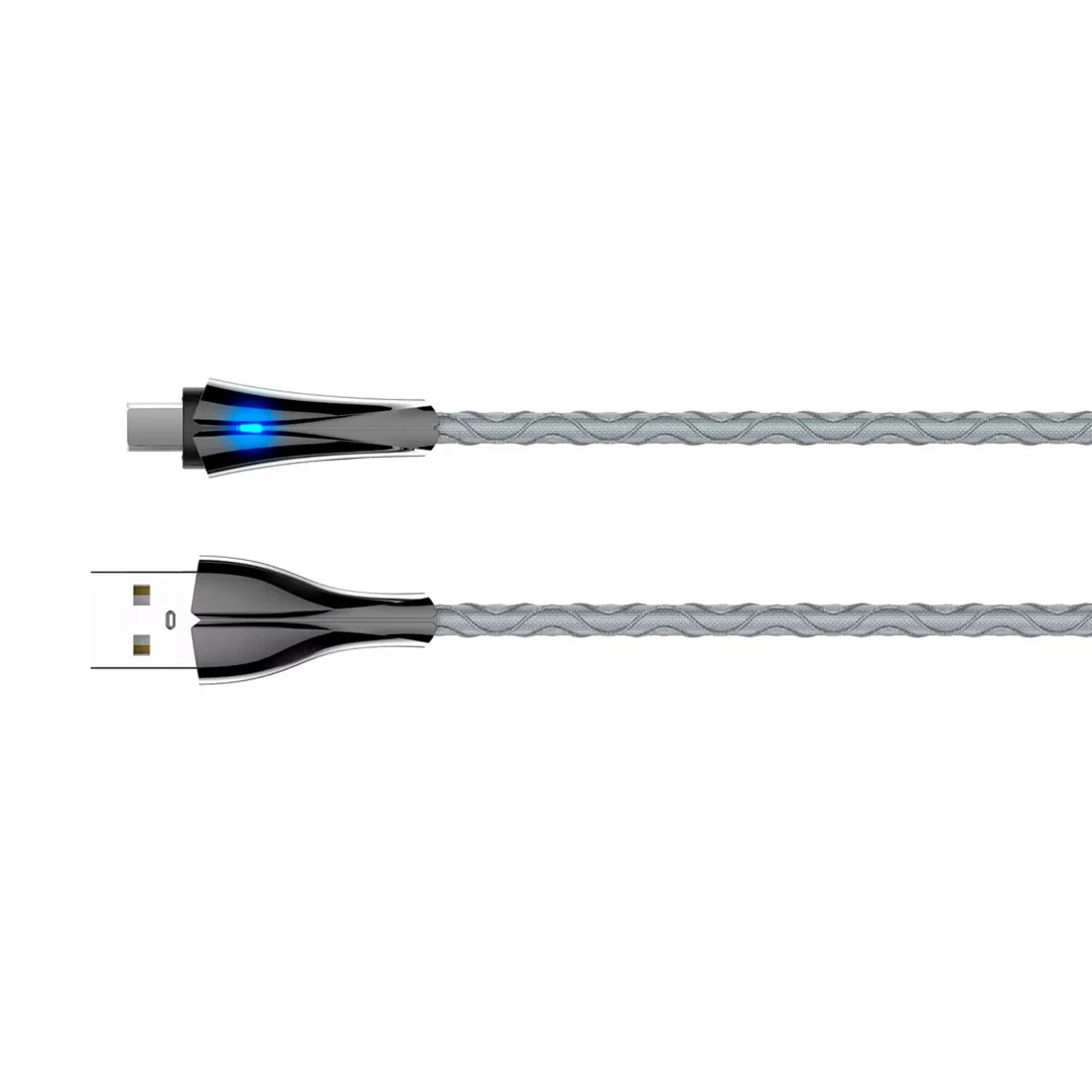Kabel z diodą LED do szybkiego ładowania USB-A / micro-USB 1m szary LS461M