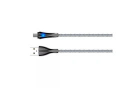 Kabel z diodą LED do szybkiego ładowania USB-A / micro-USB 1m szary LS461M