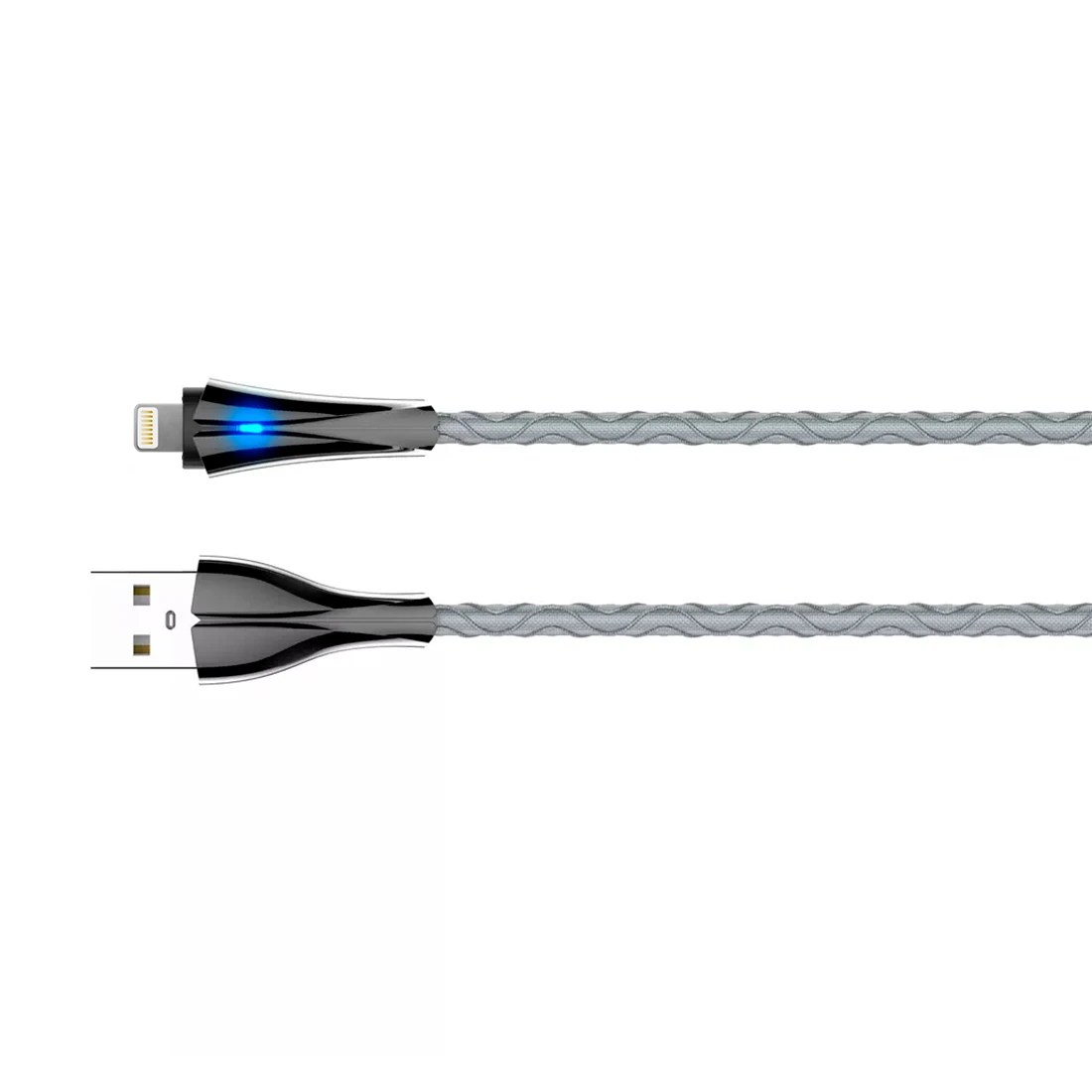 Kabel z diodą LED do szybkiego ładowania USB-A / Lightning 2m szary LS462L
