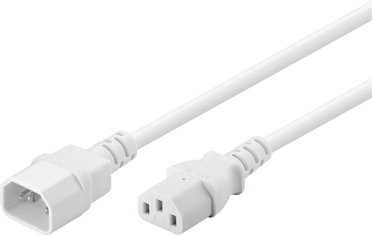 Kabel zasilający (komputerowy) IEC C13 - C14 Goobay biały 2m