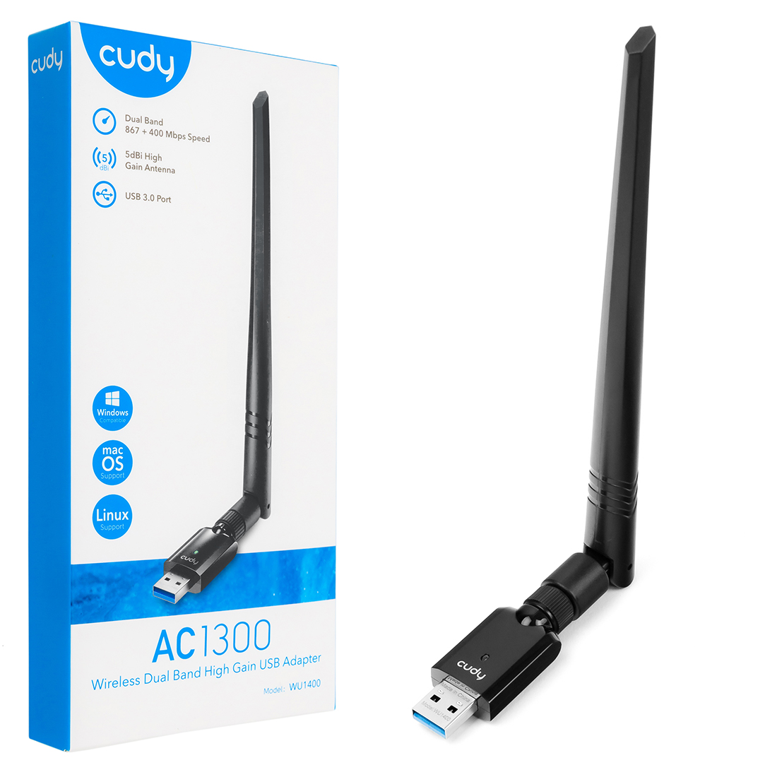 Karta sieciowa adapter Wi-Fi na USB 3.0 AC1300 Wi-Fi 5 DualBand Cudy WU1400