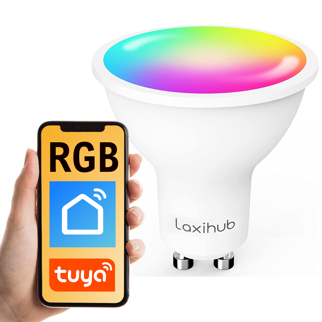 Kolorowa żarówka WiFi RGB Smart Home GU10 4.5W Tuya Smart Life Laxihub