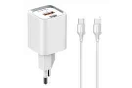 Kopia Ładowarka sieciowa USB 30W PD QC 3.0  kabel USB-C / USB-C Szybkie Ładowanie LDNIO A2317C