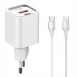 Kopia Ładowarka sieciowa USB 30W PD QC 3.0  kabel USB-C / USB-C Szybkie Ładowanie LDNIO A2317C