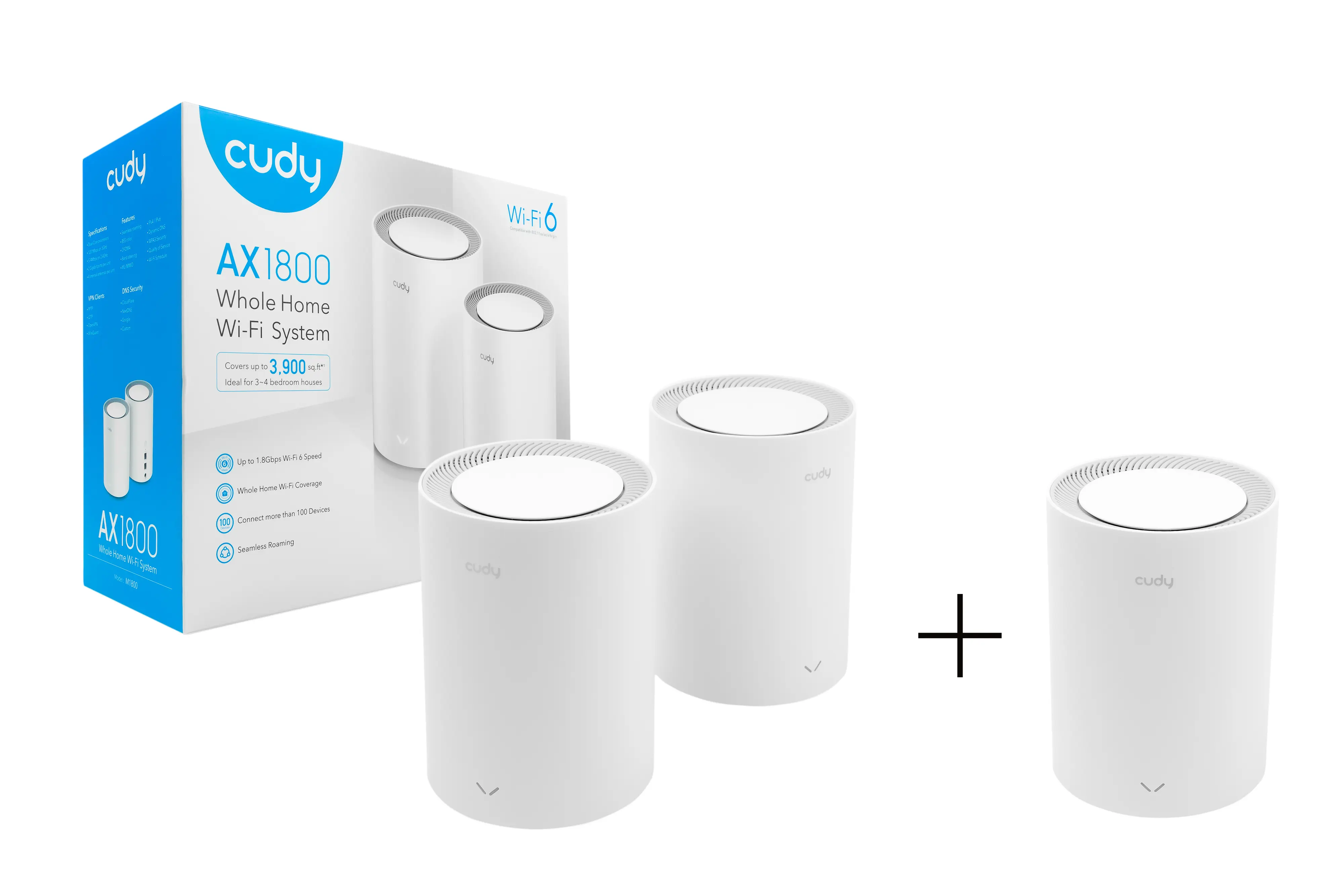 Zestaw Router Mesh Cudy M1800 WiFi AX1800 Dual Band WiFi 6 zestaw 3szt. Cudy M1800