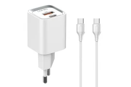 Ładowarka sieciowa USB 20W PD QC 3.0 + kabel USB-C / USB-C Szybkie Ładowanie LDNIO A2318C