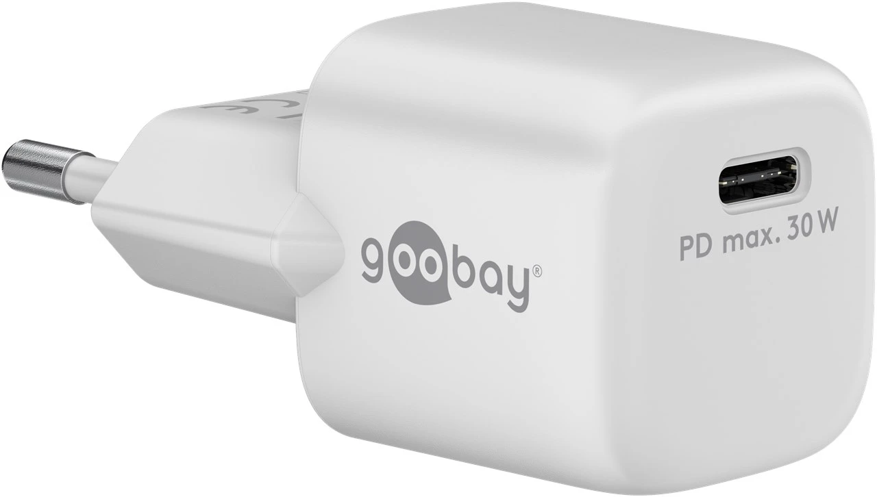 Ładowarka sieciowa USB-C NANO mała 30W Power Delivery Goobay biała