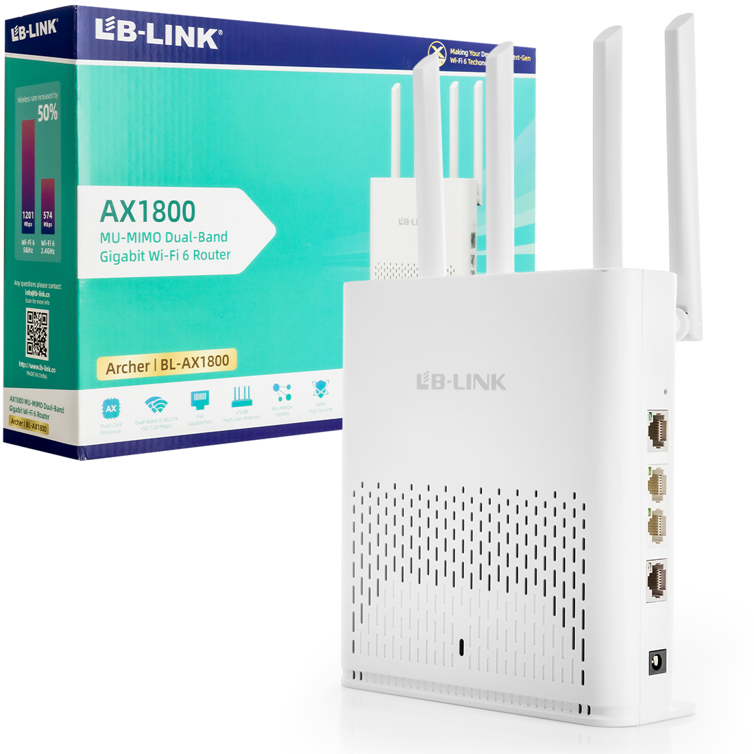 LB-Link BL-AX1800 Router 1200Mbps 5G WiFi6 IPv6 Dual Band Port Gigabit