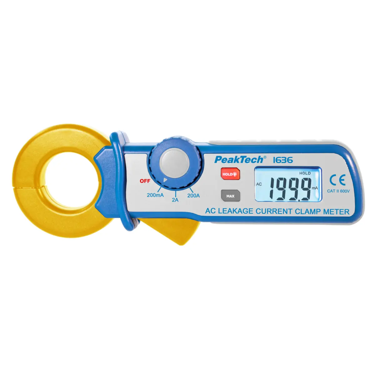 Miernik cęgowy do pomiaru małych prądów przemiennych 200 mA 100 µA Peaktech 1636