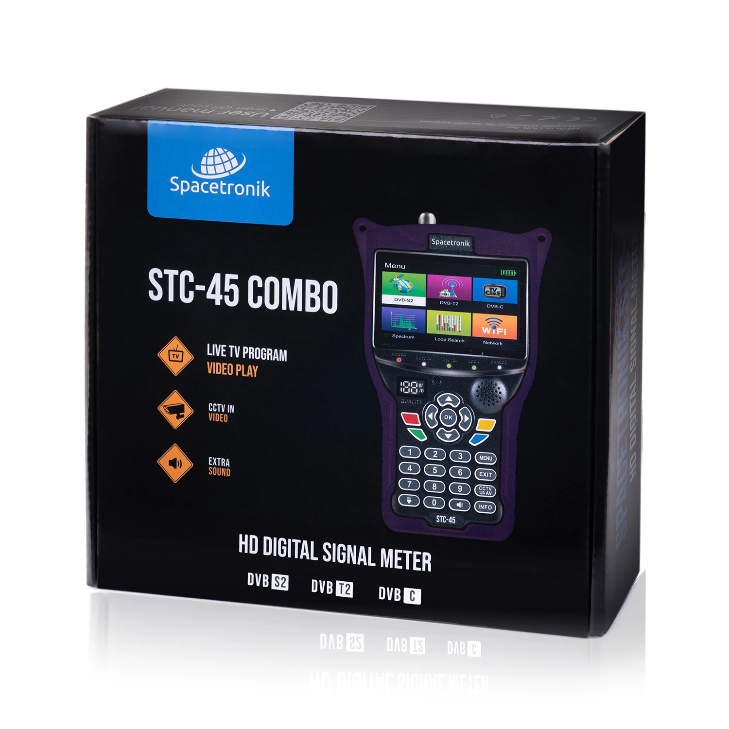 Miernik satelitarny STC-45 DVB-S2+T2/C Combo LIVE CCTV