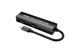 2w1 Nagrywarka wielokanałowa obrazu i dźwięku z dwóch źródeł video mikser  2x HDMI do USB-C Dual CAM Link Ezcap 314