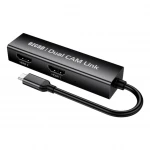 2w1 Nagrywarka wielokanałowa obrazu i dźwięku z dwóch źródeł video mikser  2x HDMI do USB-C Dual CAM Link Ezcap 314