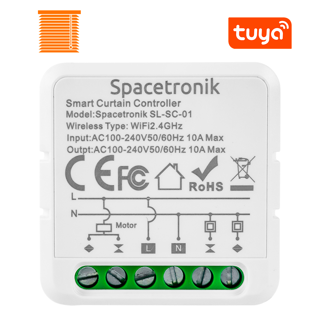 Mini sterownik rolet switch dopuszkowy Wi-Fi Smart Life Tuya trójfazowy gwieździsty Spacetronik SL-SC-01