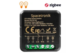 Mini switch światła włącznik ZigBee 3.0 podwójny przekaźnik Smart Life Tuya Spacetronik sterownik ZB-S2-02 Black