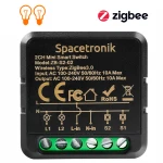 Mini switch światła włącznik ZigBee 3.0 podwójny przekaźnik Smart Life Tuya Spacetronik sterownik ZB-S2-02 Black