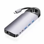 Multiport USB-C 10 w 1 na HDMI + USB-C z PD + 3x USB 3.0 + microSD + SD + VGA + RJ45 SPU-M01