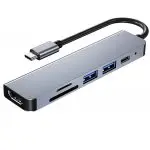 Multiport USB-C 6 w 1 na HDMI + 1x USB-C + 2x USB 3.0 + microSD + SD SPU-M09