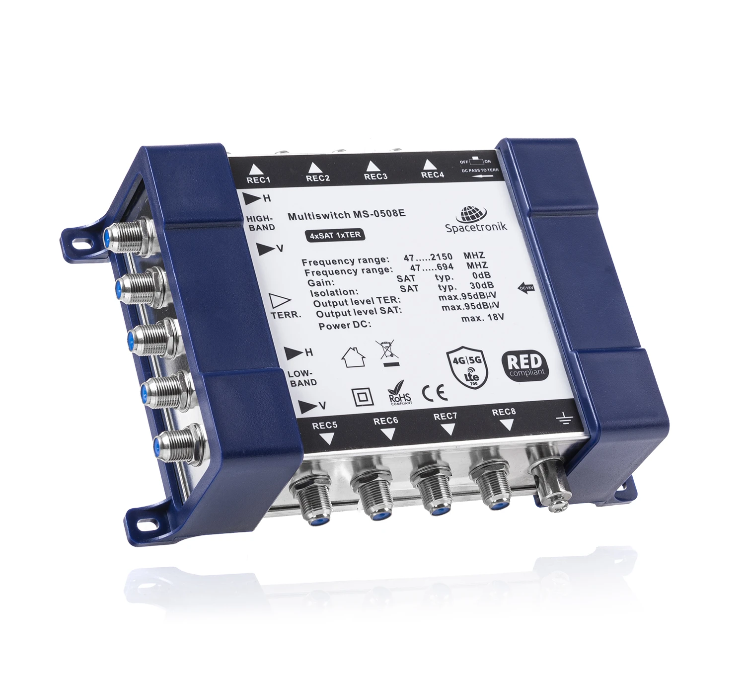 Multiswitch 5/8 końcowy Spacetronik E-Series MS-0508E z zasilaczem