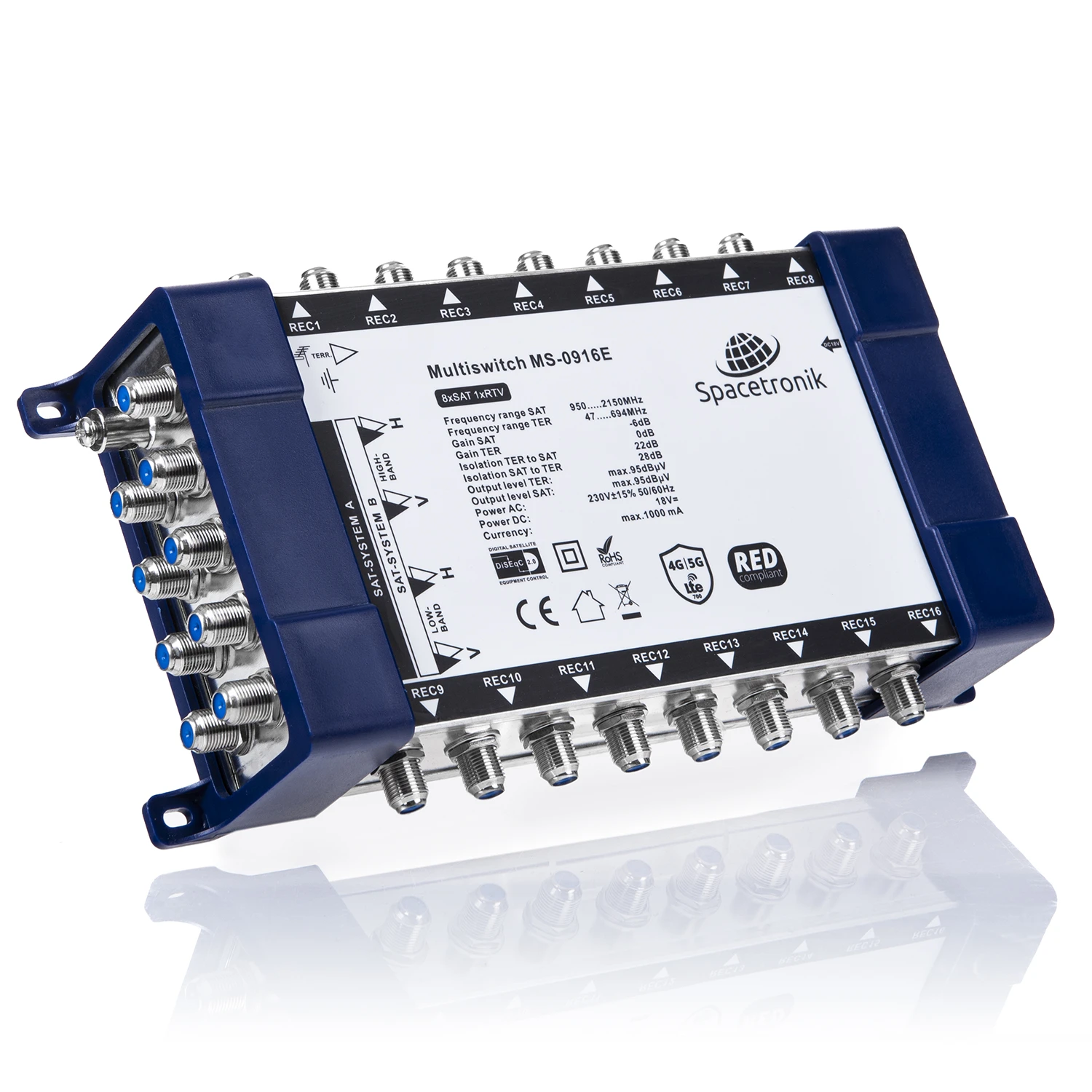 Multiswitch końcowy 9/16 Spacetronik E-Series MS-0916E z zasilaczem