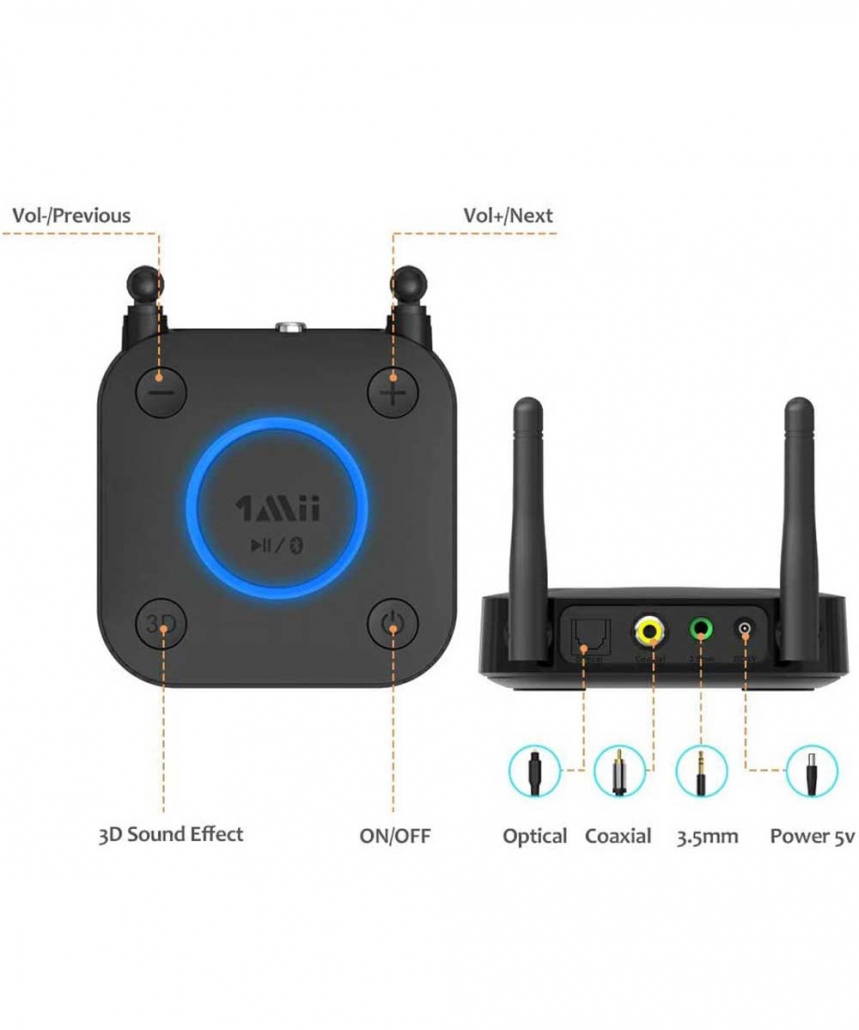 Odbiornik audio Bluetooth 5.0 1Mii B06 Pro 60m