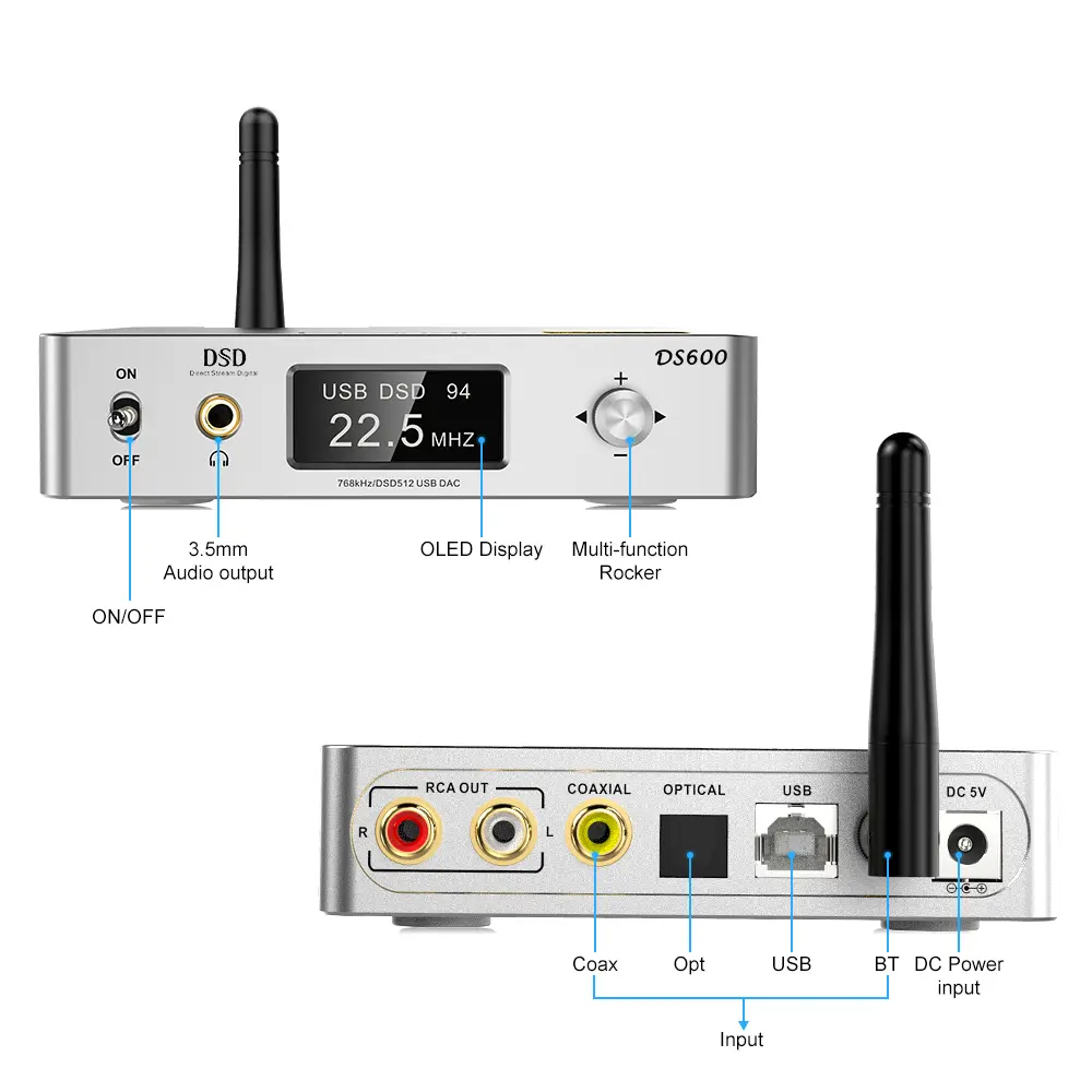 DS600 Odbiornik aptX HD Audio Bluetooth 5.0 do wieży DAC 