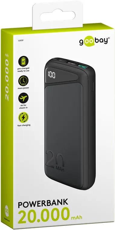 PowerBank Goobay USB USB-C Quick Charge PD Fast Charge 20000 mAh